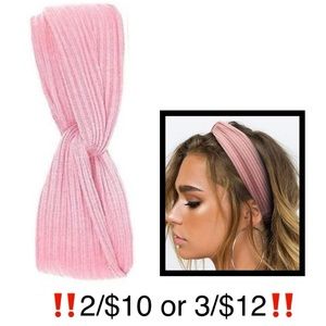 Pink Twist Front Elastic Ribbed Knit Headband